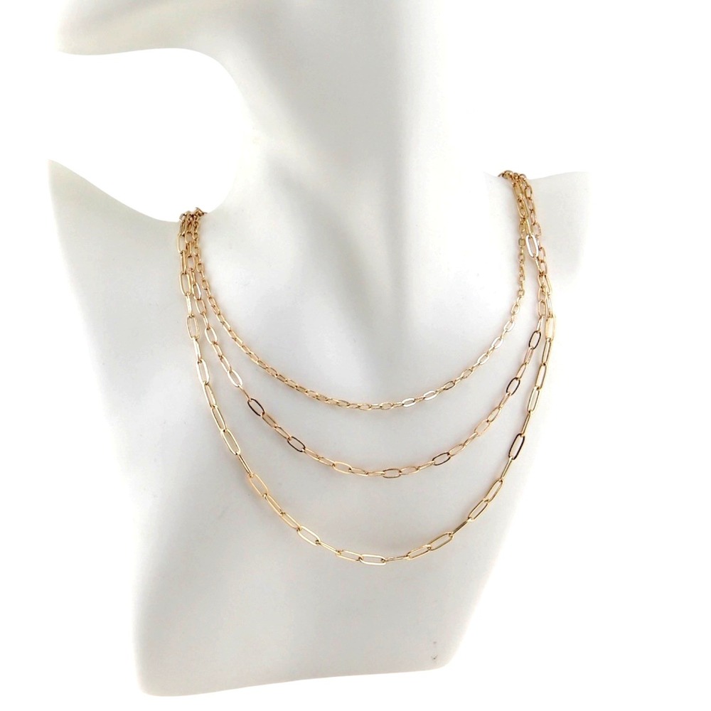 Express Gold Triple Layered Paperclip Chain Necklace Dainty Clean Girl NWT